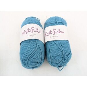 2 Skeins Knit Picks CotLin Yarn  Surf Blue DK Cotton Linen